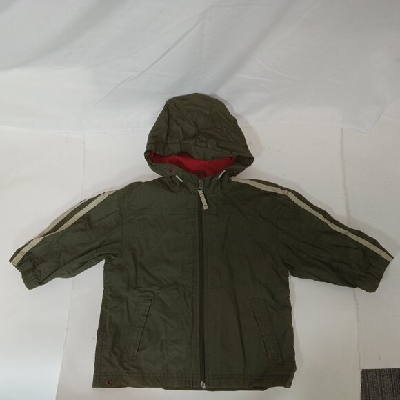 Boys Size 2 Windbreaker Light Jacket Coat Olive Green Outline Nylon - Picture 1 of 11